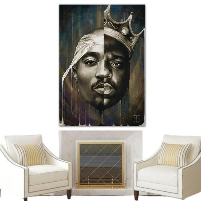 Pintura Vintage De Tupac Biggie