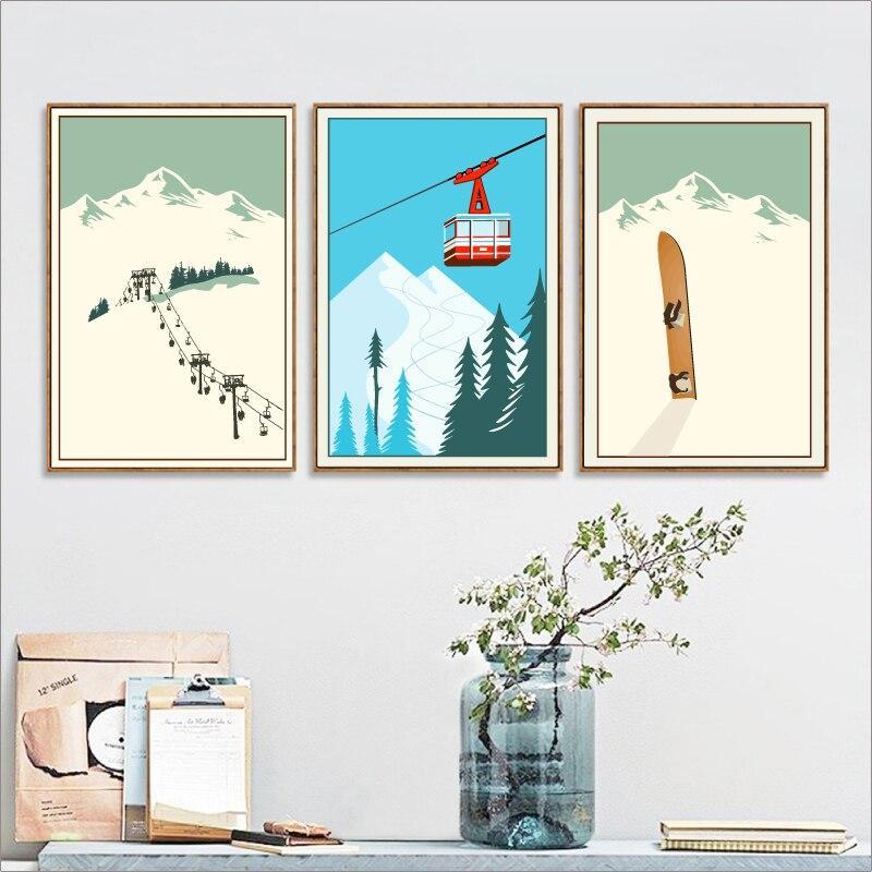 Pintura De Esqui Vintage