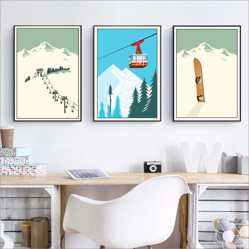 Pintura De Esqui Vintage