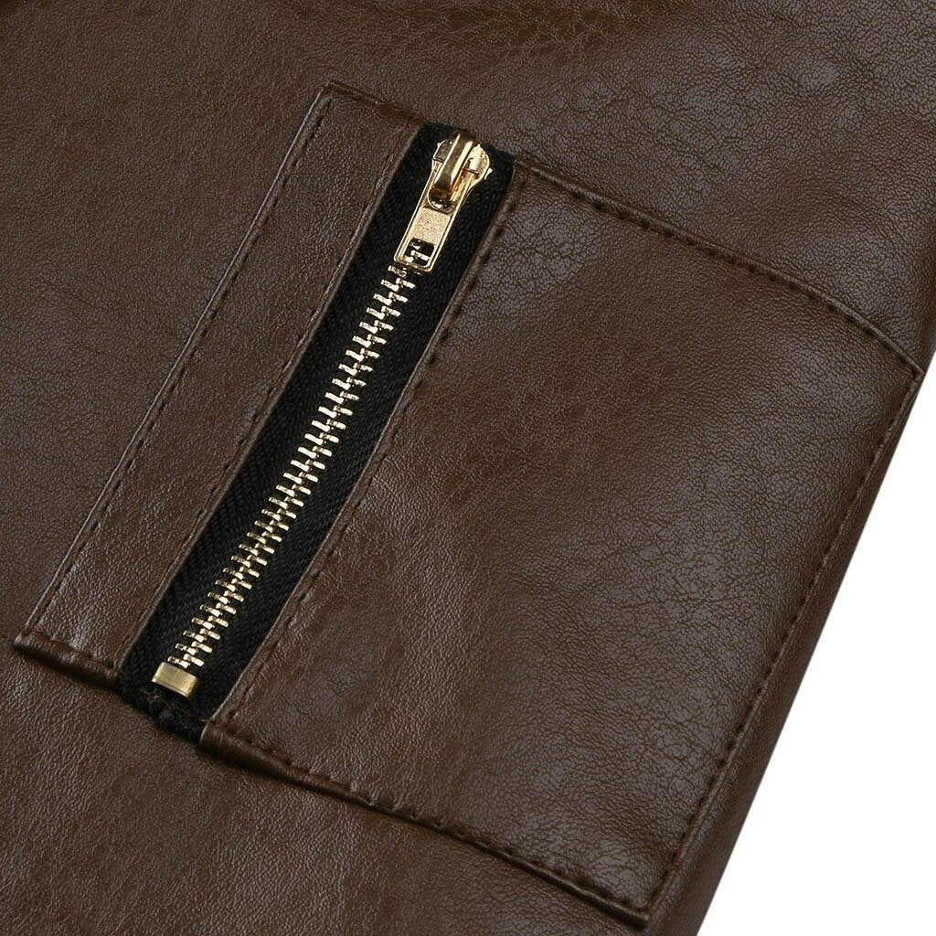 Jaqueta De Couro Vintage Masculina De Pelúcia